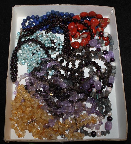 8 x gem set necklaces and a bracelet